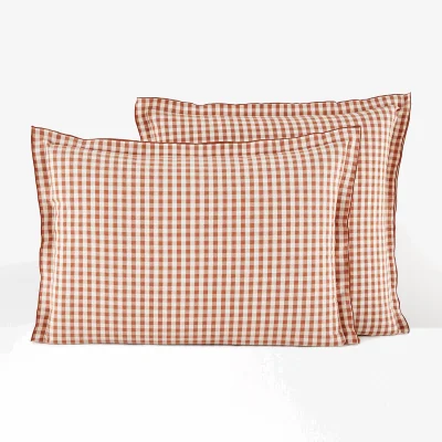 La Redoute Cottage Checked 100% Cotton Seersucker Pillowcase