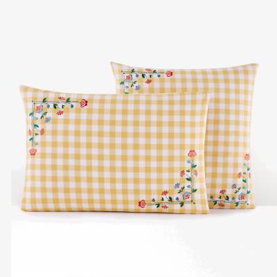La Redoute Alphée Gingham Embroidered 100% Cotton Pillowcase