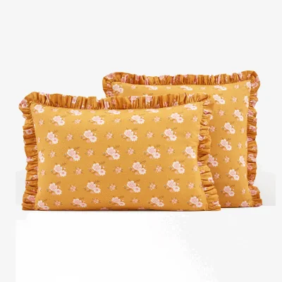 La Redoute Philomène Floral Spotted 100% Washed Cotton Pillowcase