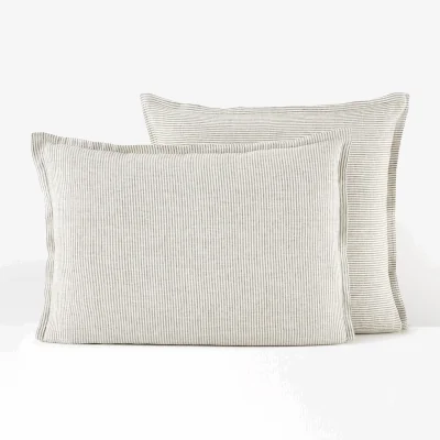 La Redoute Limona Yellow Striped 100% Washed Linen Pillowcase