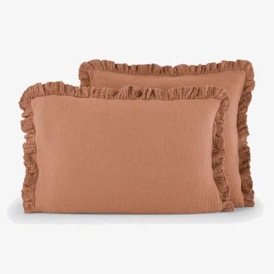 La Redoute Kumla Plain Cotton Muslin Ruffled Pillowcase
