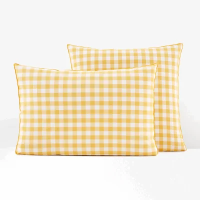 La Redoute Veldi Yellow Gingham Check 100% Cotton Pillowcase