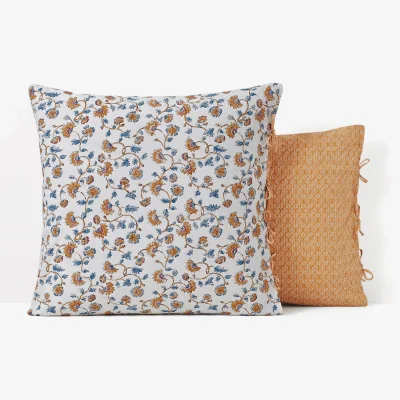 La Redoute Indian Flower Floral 100% Washed Cotton Pillowcase