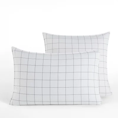 La Redoute Ponlok Checked 100% Organic Cotton 350 Thread Count Pillowcase