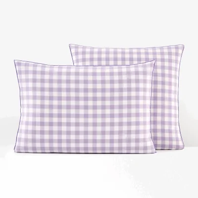La Redoute Veldi Purple Gingham Check 100% Cotton Pillowcase