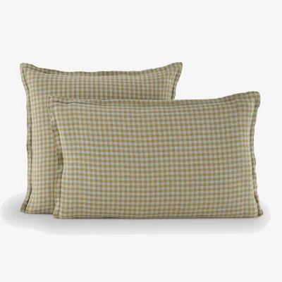 La Redoute Acélie Olive/Opaline Washed Linen Pillowcase
