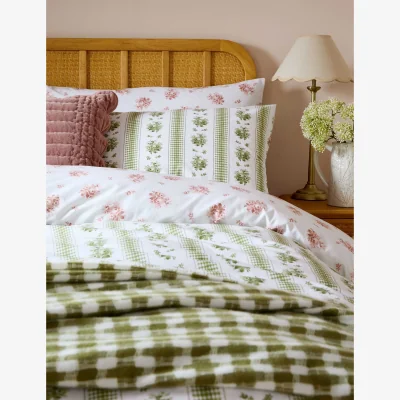 Marks & Spencer Laura Ashley Set of 2 Pensham Stripe Pure Cotton Pillowcases Green Mix
