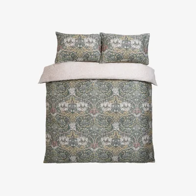 Marks & Spencer William Morris At Home Set of 2 Pure Cotton Honeysuckle & Tulip Pillowcases Green Mix