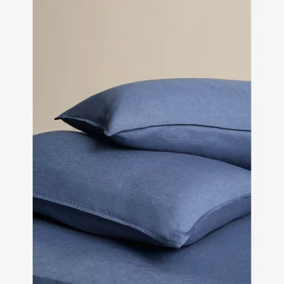 Marks & Spencer M&S 2 Pack Pure Linen Standard Pillowcases Slate Blue