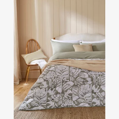 Marks & Spencer Night Lark Olive Meadow Coverless Duvet & Pillowcase Green Mix