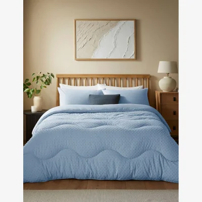 Marks & Spencer Night Lark Tufted Dots Coverless Duvet and Pillowcases Light Blue