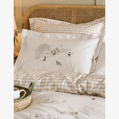 Marks & Spencer Sophie Allport Set of 2 Winter Scene Pillowcases Cream Mix