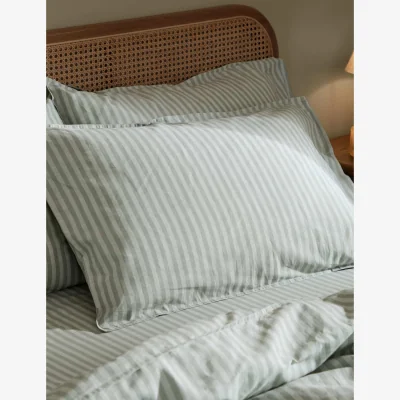 Marks & Spencer YARD Set of 2 Pure Cotton Marlow Striped Pillowcases Grey Mix