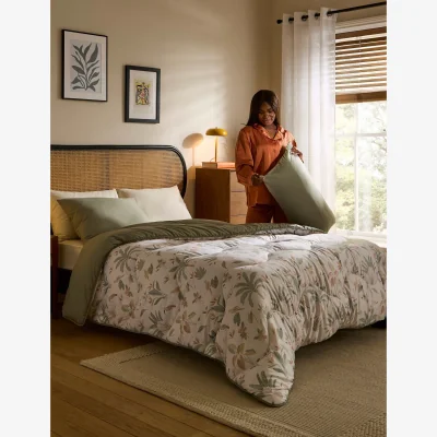 Marks & Spencer Night Lark Palm 10.5 Tog Coverless Duvet & Pillowcase Khaki Mix