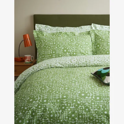 Marks & Spencer Orla Kiely 2 Pack Pure Cotton Criss Cross Stem Pillowcases Green Mix