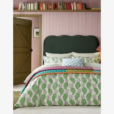 Marks & Spencer LAND & SHORE 2 Pack Pure Cotton Cece Patterned Pillowcases Green Mix