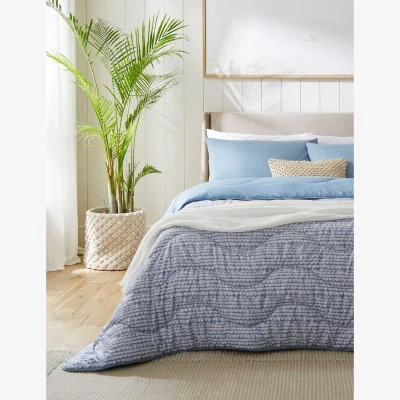Marks & Spencer Night Lark Coastal Calm Coverless Duvet & Pillowcase Light Blue Mix