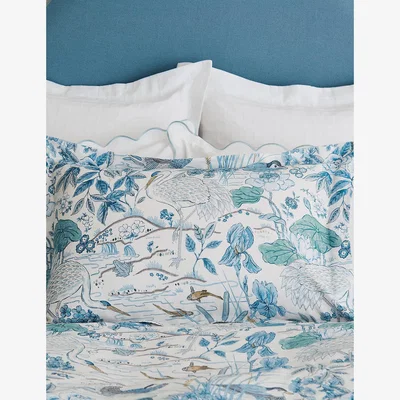 Marks & Spencer Sanderson Pure Cotton Sateen Crane & Frog Oxford Pillowcase - Blue, Blue
