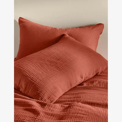 Marks & Spencer M&S 2 Pack Pure Cotton Muslin Pillowcases Rust