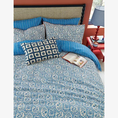 Marks & Spencer LAND & SHORE 2 Pack Pure Cotton Portrait Stripe Piilowcases Blue Mix