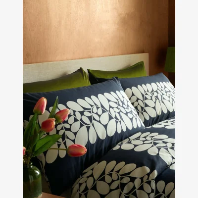 Marks & Spencer Orla Kiely 2 Pack Pure Cotton Sycamore Stripe Pillowcases Blue Mix