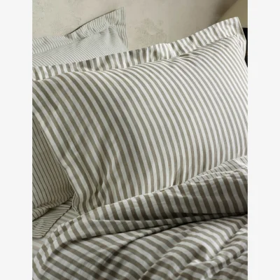 Marks & Spencer YARD 2 Pack Pure Cotton Hebden Stripe Pillowcases Grey Mix