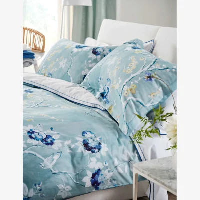 Marks & Spencer Designers Guild Pure Cotton Sateen Floral Pillowcase Set Blue Mix