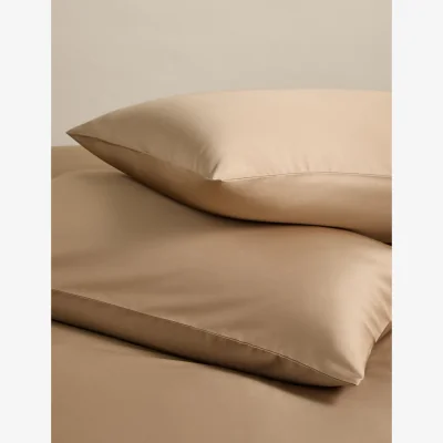 Marks & Spencer M&S 2 Pack Pure Cotton Sateen 400 Thread Count Pillowcases Biscuit