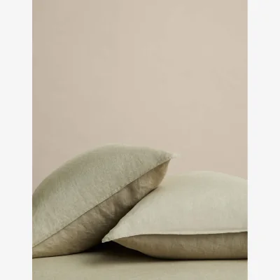 Marks & Spencer M&S 2 Pack Pure Linen Standard Pillowcases Soft Khaki