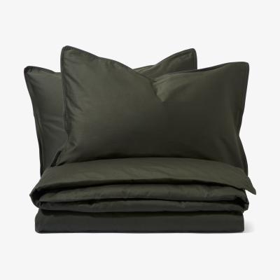 Made.com Hylia 100% Washed Cotton Sateen Duvet Cover + 2 Pillowcases, King, Forest Green