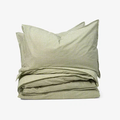 Made.com Tyce 100% Cotton Gingham Duvet Cover + 2 Pillowcases, Double, Khaki