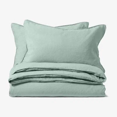 Made.com Brisa Linen Duvet Cover + 2 Pillowcases King Size, Soft Green