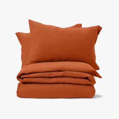 Made.com Tiso 100% Organic Cotton Duvet Cover + 2 Pillowcases, Double, Burnt Orange
