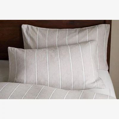 Nkuku nkuku Mora Hemp & Cotton Housewife Pillowcases Set Of 2 | Textiles | Stone Grey