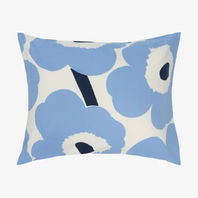 Nordic Nest Marimekko Unikko jersey pillowcase Off white light blue navy 50x60 cm