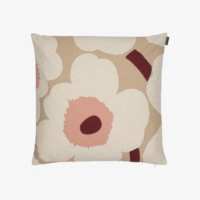 Nordic Nest Marimekko Unikko pillowcase beige- linen-pink 50x50 cm