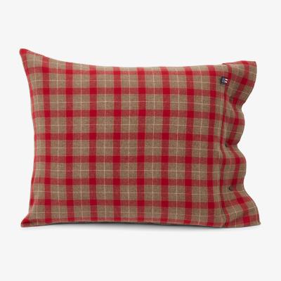 Nordic Nest Checked Cotton Flannel pillowcase 65x65 cm Mid Brown-red