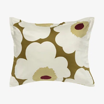 Nordic Nest Marimekko Unikko pillowcase satin 50x60 cm Green umber-cream