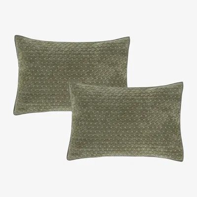 Downtown Bianca Attica Velvet Pillowsham Pair - Green