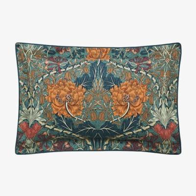 Downtown Morris & Co Honeysuckle & Tulip Oxford Pillowcases Mulberry & Teal