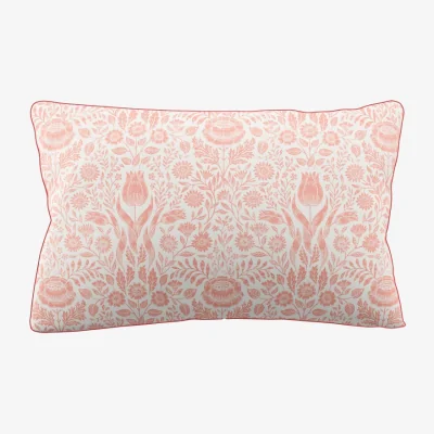 Downtown Laura Ashley Ashstead Damask Pillowcase Pair - Natural and Coral