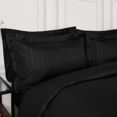 The Range 2 Pack Satin Stripe Oxford Pair Hotel Luxury Pillowcases - Black