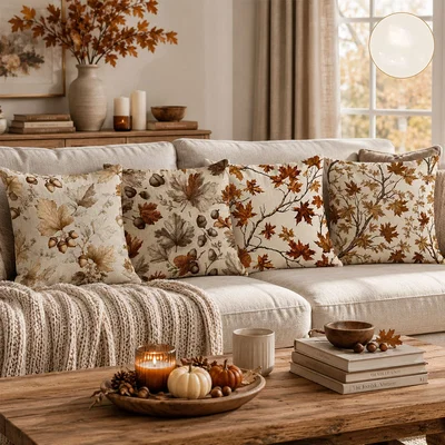 The Range Maple Leaf Pillow Cases - Neutral