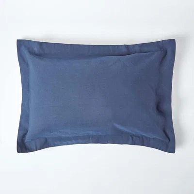 The Range Homescapes Linen Kingsize Pillowcase, Oxford Style - Navy