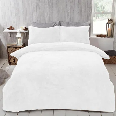 The Range Teddy Duvet Cover with Pillow Case Bedding Set - White / King