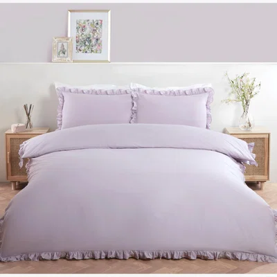 The Range Amelie Ruffle Duvet and Pillowcase Set - Lilac / Double