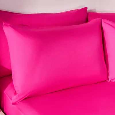 The Range OHS 2 Pack Plain Dyed Housewife Pillowcases - Hot Pink / 8