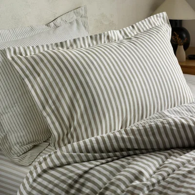 The Range Hebden Melange Stripe Pillowcase Set - Mole