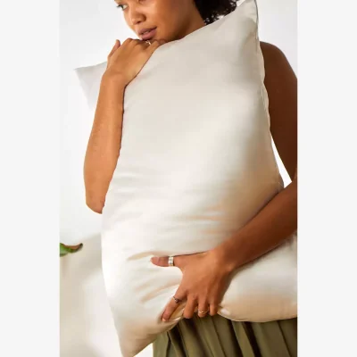 Urban Outfitters Kitsch Ivory Satin Pillowcase 66cm x 48cm at Urban Outfitters