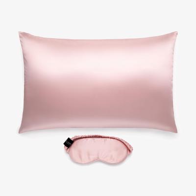 Wolf & Badger Pink / Purple Mulberry Silk Pillowcase & Eye Mask Set - Pink Queen Silk Works London